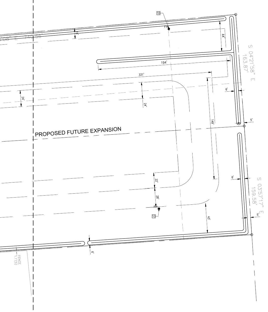El Matador layout sheet 14 showing the proposed future expansion area and surrounding circulation, with the right-side information column removed